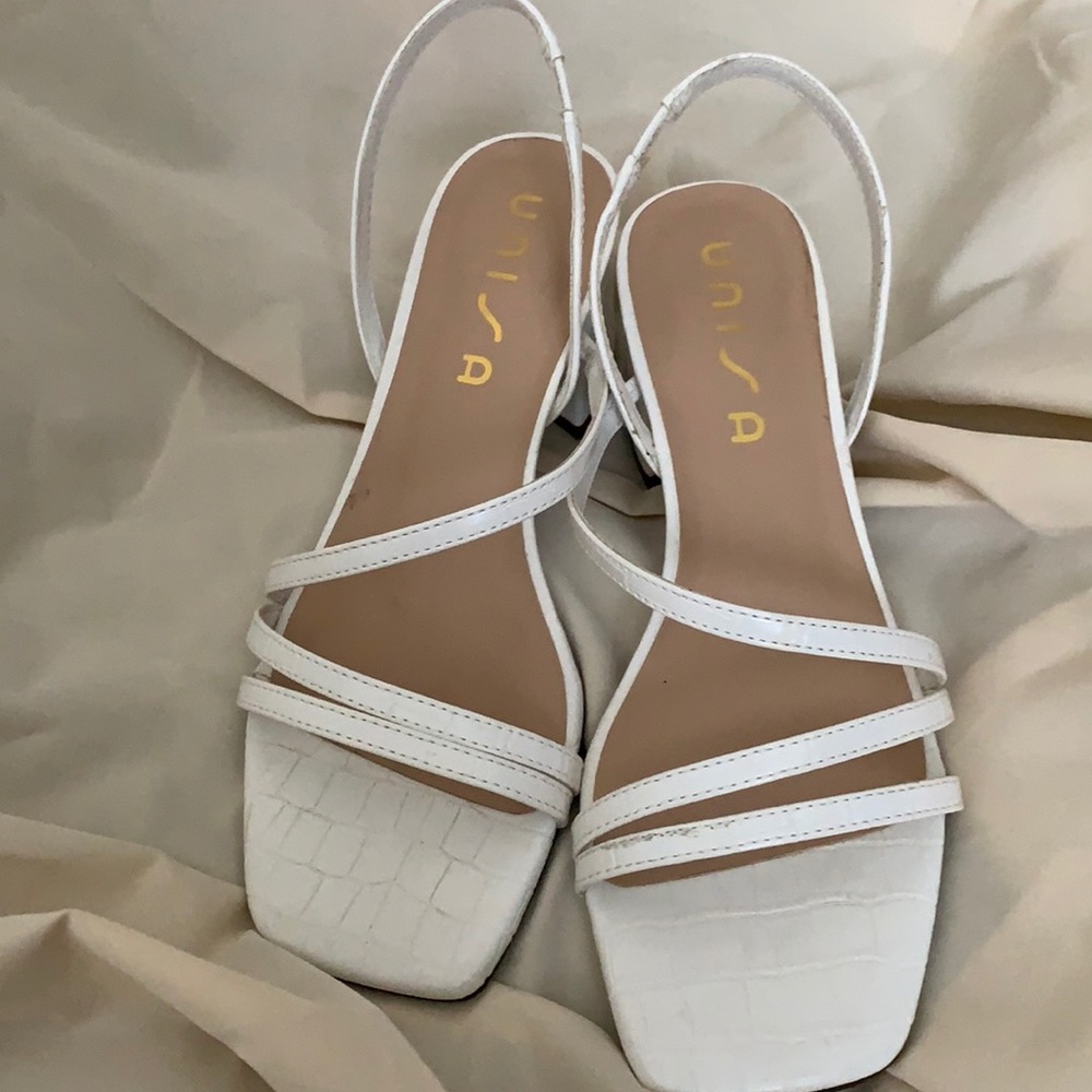 White Midi Heel Sandal